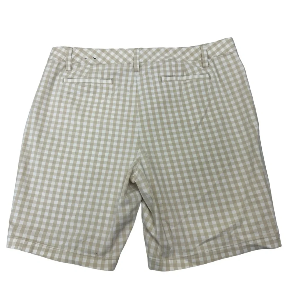 Lands’ End Tan and White Gingham Check Women’s Mid-Rise Shorts, 18
